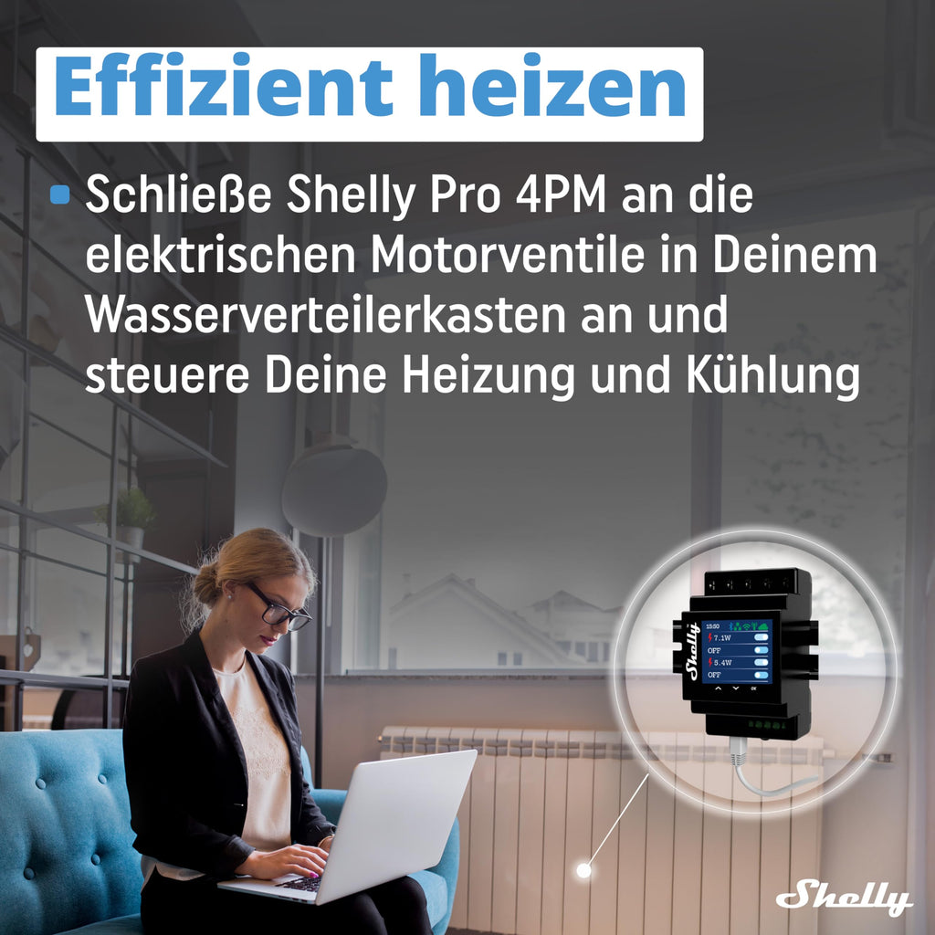 Shelly Pro 4PM | WLAN & LAN 4-Kanal-Relais Schalter mit Leistingsmessung - 40A | DIN-Schiene | Alexa & Google Home | iOS Android App | Fernsteuerung | Hausautomation | Kein Hub Erforderlich