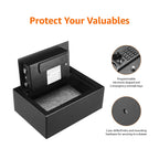 Amazon Basics Safe, klein, schlank, für Schreibtischschublade, mit programmierbarem Elektronisches Kombinationsschloss, schwarz, 30 cm B x 21.8 cm T x 11.2 cm H