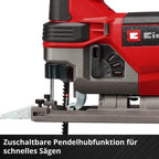 Einhell Akku-Stichsäge TE-JS 18/100 Li-Solo Power X-Change (18 V, 100 mm Schnitttiefe in Holz, 26 mm Hubhöhe, max. 45° Schrägschnitte, inkl. Sägeblatt, ohne Akku)