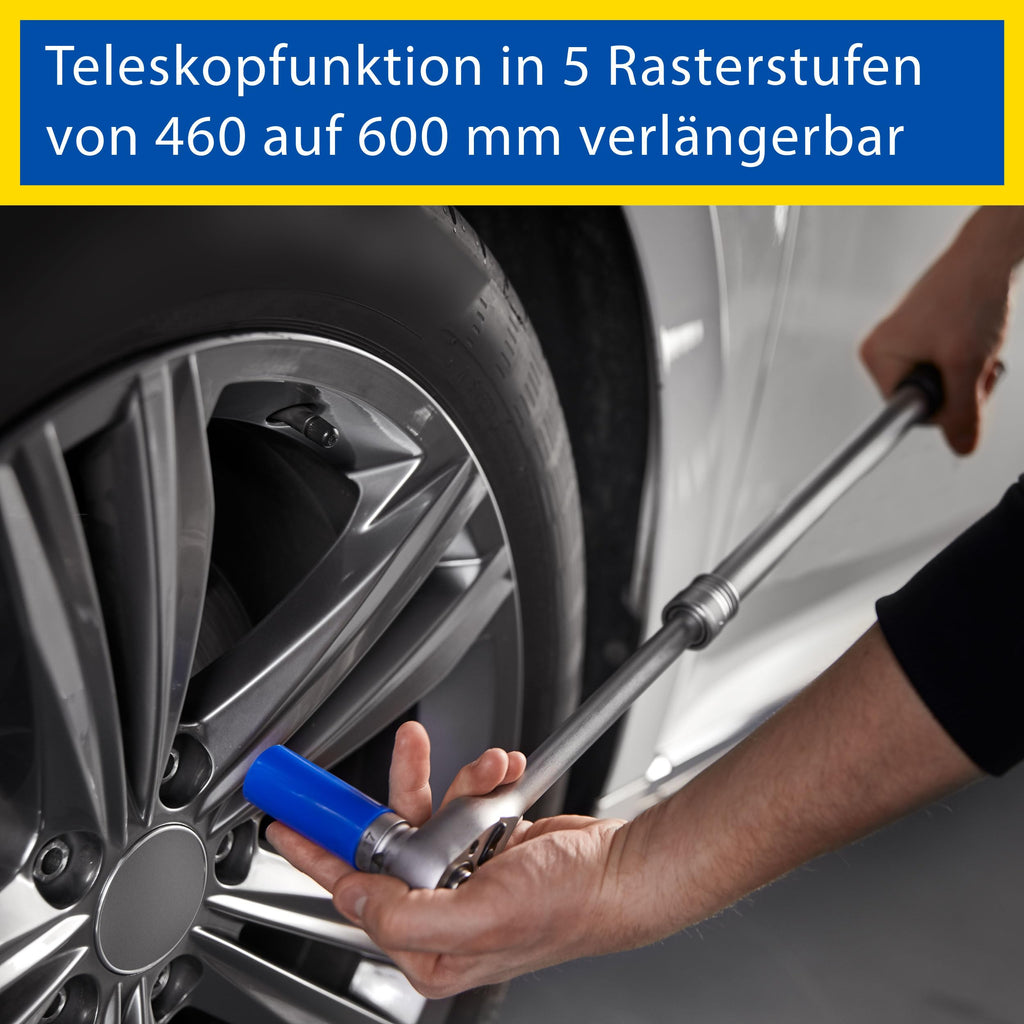 Goodyear Radwechselset, 6-teilig, Drehmomentschlüssel + Umschaltknarre + 3-tlg. Steckschlüsselsatz + Verlängerung, Box, Schwarz