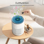 DAYETTE Tragbarer Luftreiniger für Allergiker mit Duftschwamm und blauem Nachtlicht, Timer, Ruhemodus (20 dB), HEPA-Luftfilter gegen Schimmel, Staub, Pollen, Gerüche, Tierhaare