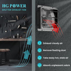 HG Power 250mm Abluftventilator Industrie Wandventilator 1100m³/h Wandlüfter mit Maschensieb Auspuffventilator mit EU-Stecker Aluminium Fensterventilator für Keller Garage Küche