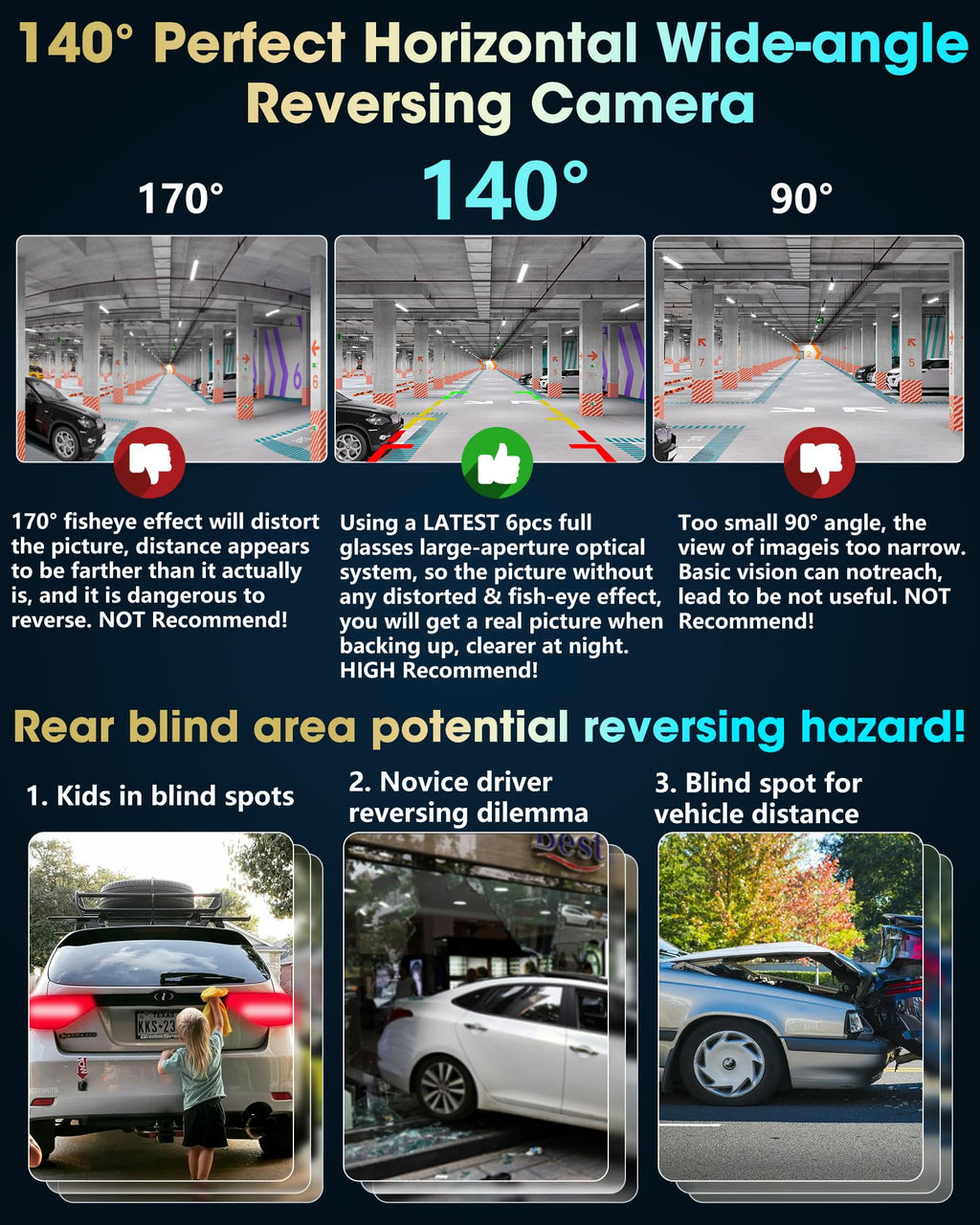 AHD 1080P Rückfahrkamera NTSC & PAL Auto Rückfahrkamera One-Key-Switch-8-Videosignalen Universal IP68 Wasserdicht Nachtsicht HD Auto Rückansicht Kamera für PKW, SUV, Wohnmobil, LKW [Bildrate 25fps]