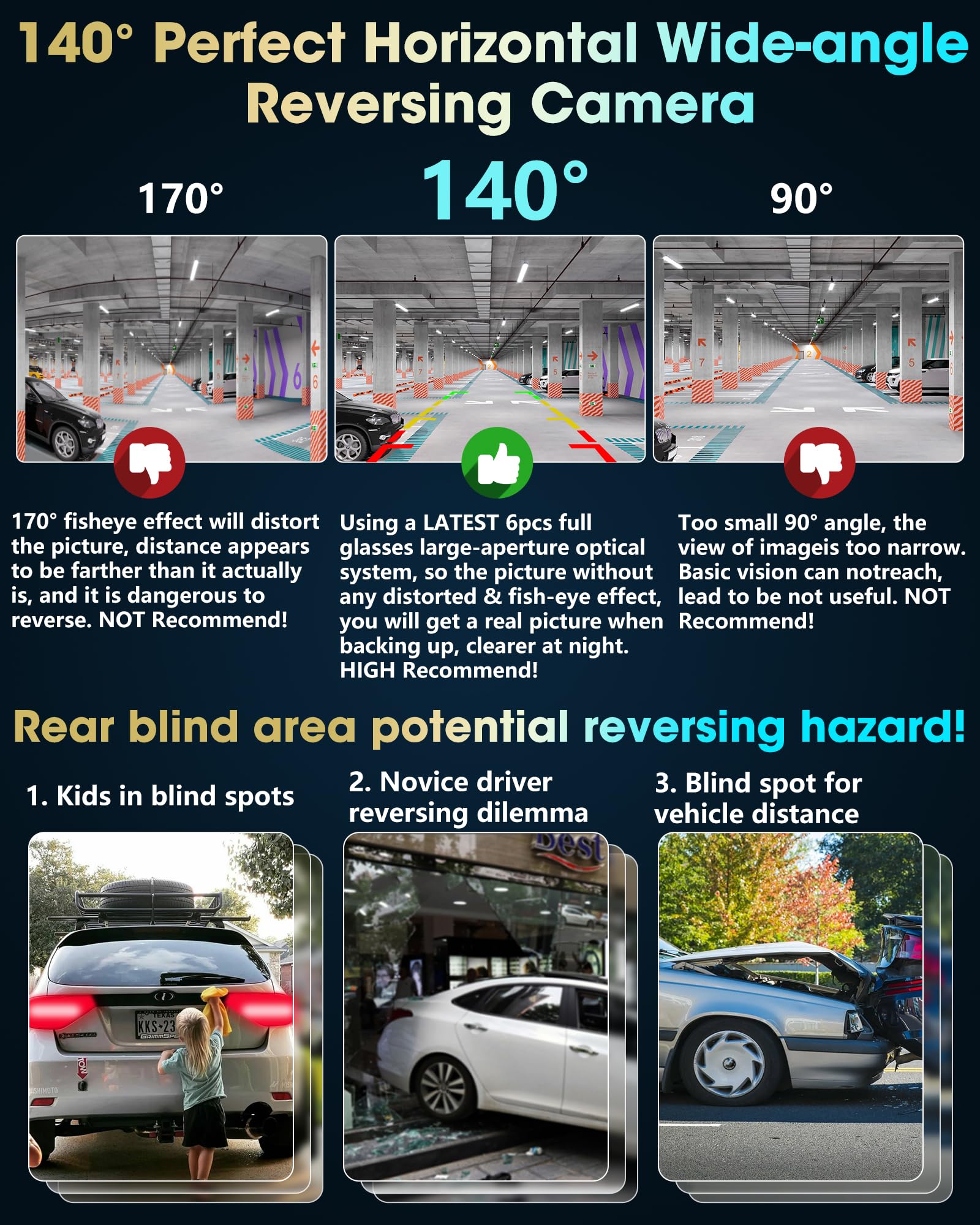 AHD 1080P Rückfahrkamera NTSC & PAL Auto Rückfahrkamera One-Key-Switch-8-Videosignalen Universal IP68 Wasserdicht Nachtsicht HD Auto Rückansicht Kamera für PKW, SUV, Wohnmobil, LKW [Bildrate 25fps]