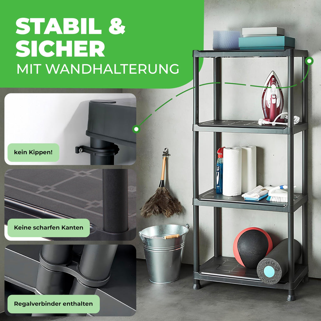 Schwerlastregal, 2er Set, Kellerregal, Lagerregal, Steckregal, 131 x 60 x 30 cm, jeweils bis 80 kg belastbar und 4 Ablagen