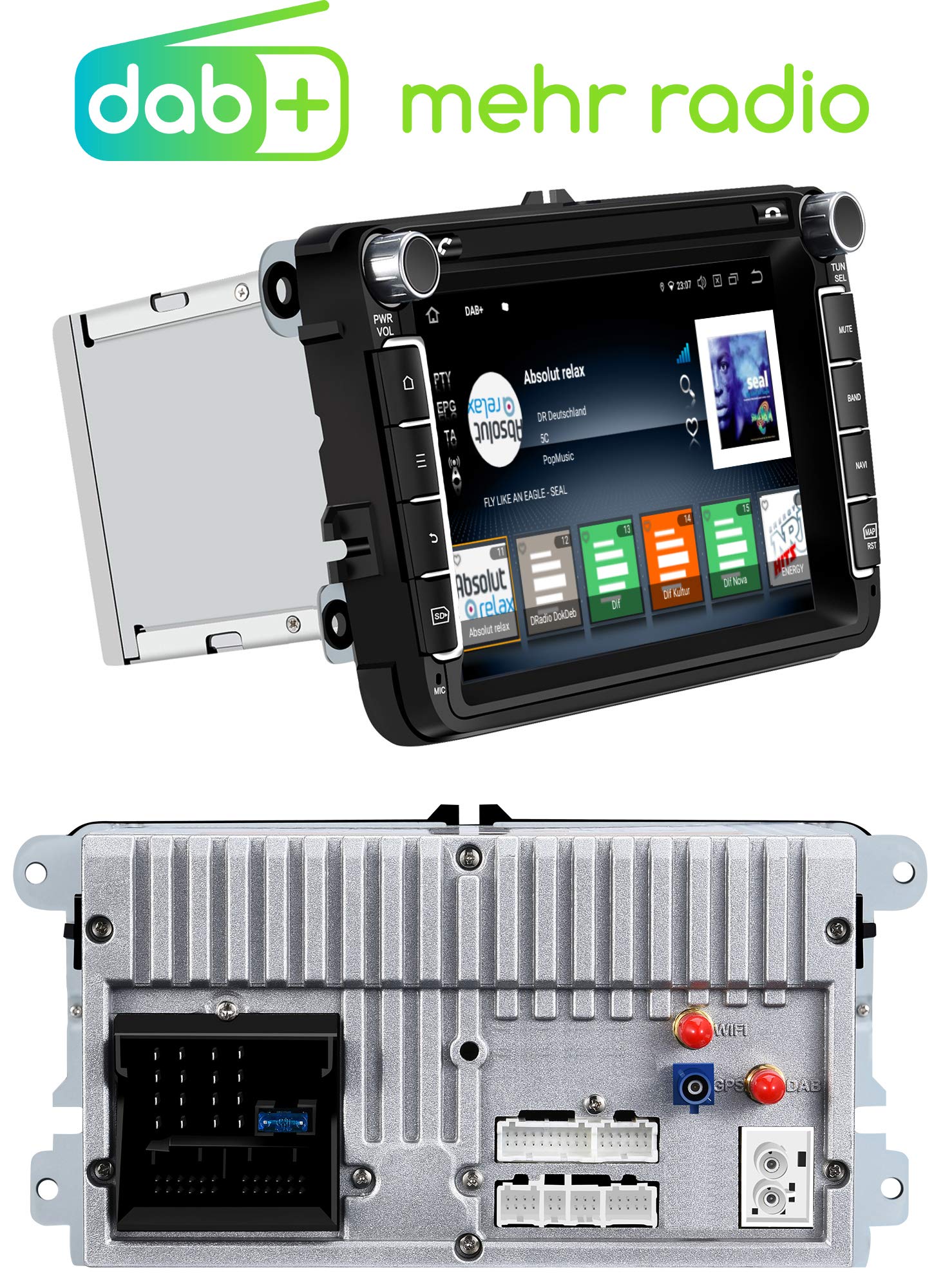 M.I.C. AV8V7-Ultra Android 13 Autoradio mit navi Qualcomm Snapdragon 665 8G+256G Ersatz für VW Golf t5 touran Passat RNS RCD Skoda SEAT: SIM DAB Plus BT 5.0 WiFi 2din 8" IPS Panzerglas Bildschirm USB