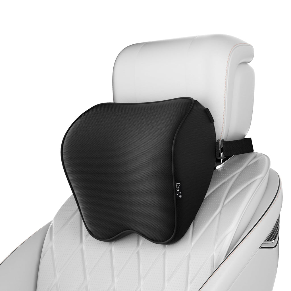 2-Pack Auto Nackenkissen, Weichheit Auto Kopfstütze Kissen zum Fahren mit verstellbarem Riemen, 100% Memory Foam und atmungsaktiver Abnehmbarer Abdeckung, 12 cm Dick