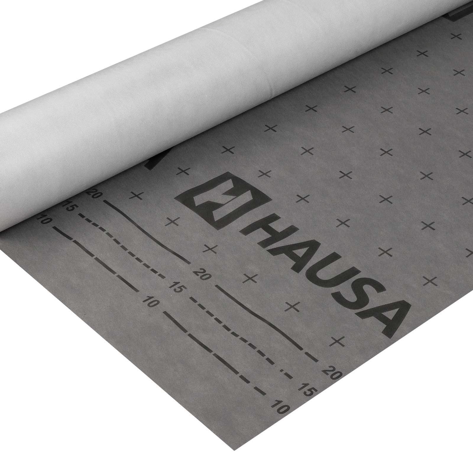 Unterspannbahn 100g/m² flexible dreilagige hochdiffusionsoffene Unterdeckbahn 1,5m x 50m (75m²) reißfest witterungsbeständig ohne Selbstklebestreifen wasserdicht Schalungsbahn HAUSA Classic HU100