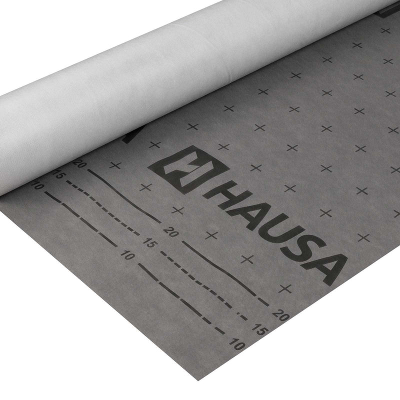 Unterspannbahn 100g/m² flexible dreilagige hochdiffusionsoffene Unterdeckbahn 1,5m x 50m (75m²) reißfest witterungsbeständig ohne Selbstklebestreifen wasserdicht Schalungsbahn HAUSA Classic HU100