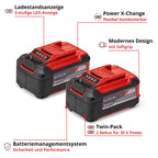 Original Einhell Akku PXC-Twinpack 5,2 Ah Power X-Change (Li-Ion, 18 V, 2X 5,2 Ah-Akkus, universell für alle PXC-Geräte, proaktives Batteriemanagement, angepasste Ladezyklen)