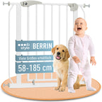 IB STYLE Türschutzgitter Berrin 105-115 cm - Treppenschutzgitter für Kinder, Klemmgitter für Hunde,Ohne Bohren, Weiß Grau