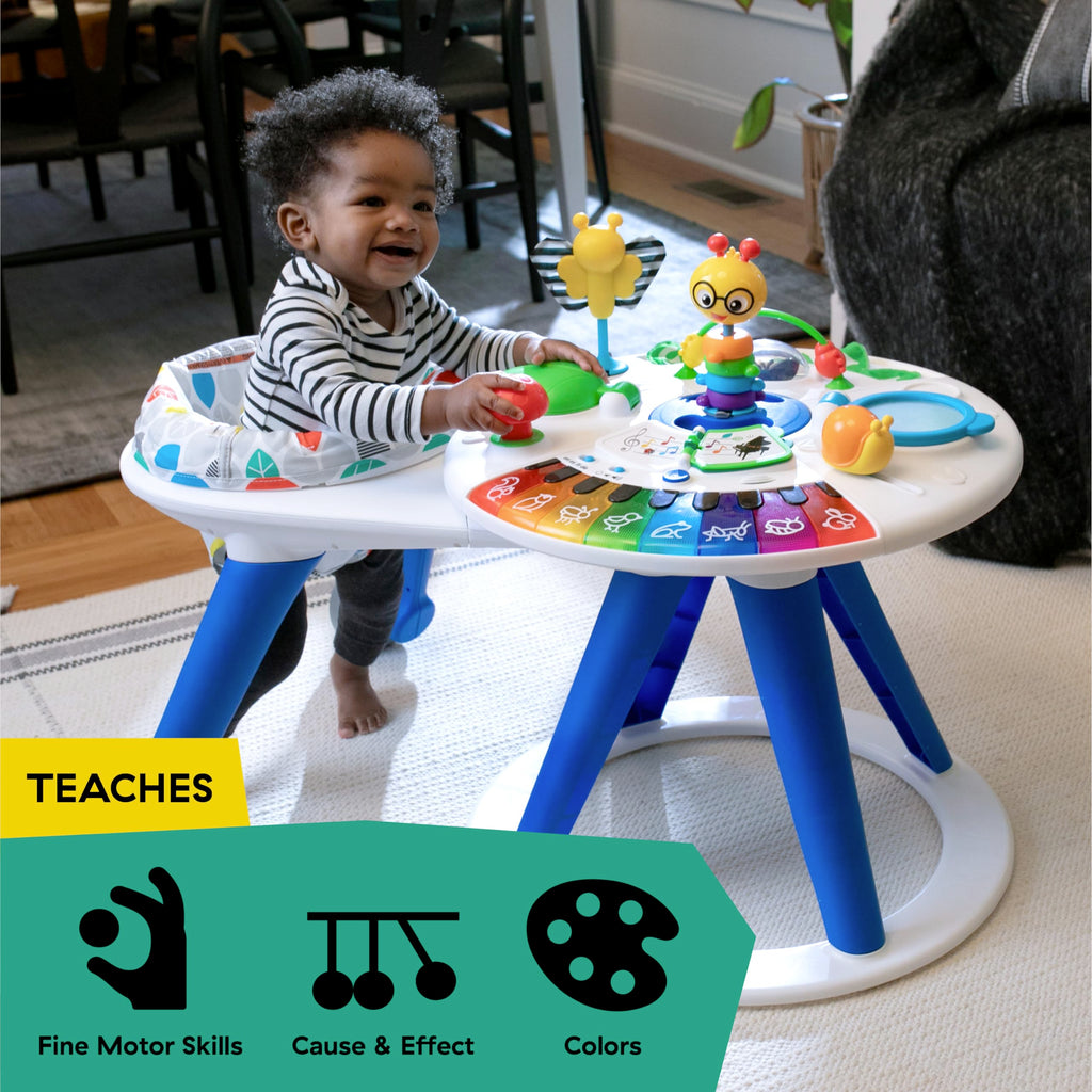 Baby Einstein, Around We Grow 4-in-1 Spieltisch & Lauflernhilfe mit Lichtern & Musik, Lauflernwagen mit Spielstation,15 Aktivität Spielzeug, 360° drehender Sitz, höhenverstellbar, Kinder ab 6 Monaten