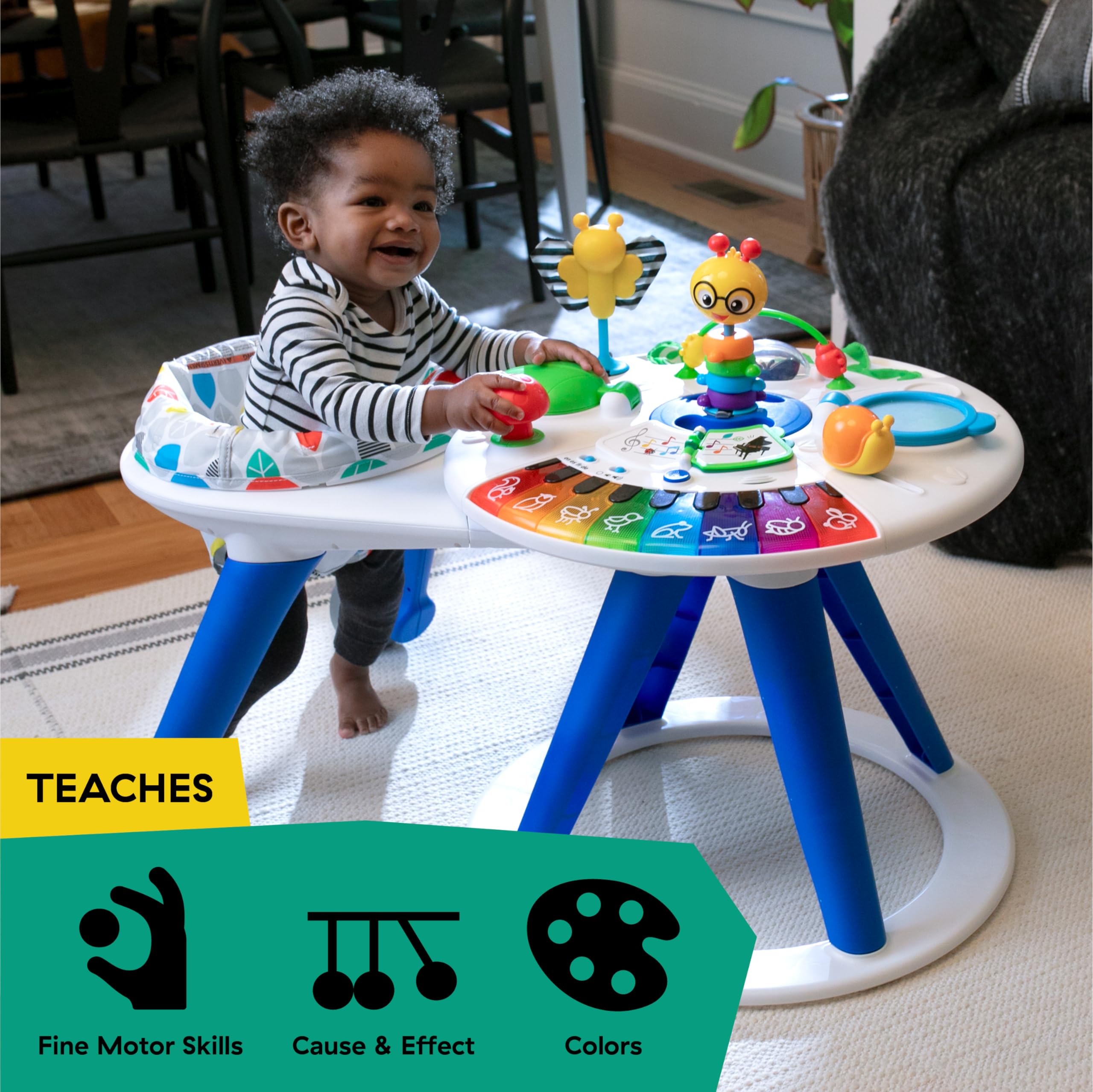 Baby Einstein, Around We Grow 4-in-1 Spieltisch & Lauflernhilfe mit Lichtern & Musik, Lauflernwagen mit Spielstation,15 Aktivität Spielzeug, 360° drehender Sitz, höhenverstellbar, Kinder ab 6 Monaten