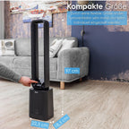 Zilan Turmventilator sehr leise mit Kühlung Standventilator mit Fernbedienung energiesparend oszillierend - Säulenventilator Aircooler Luftkühler Bodenventilator Tower Fan 12 Stufen (Venom Black)