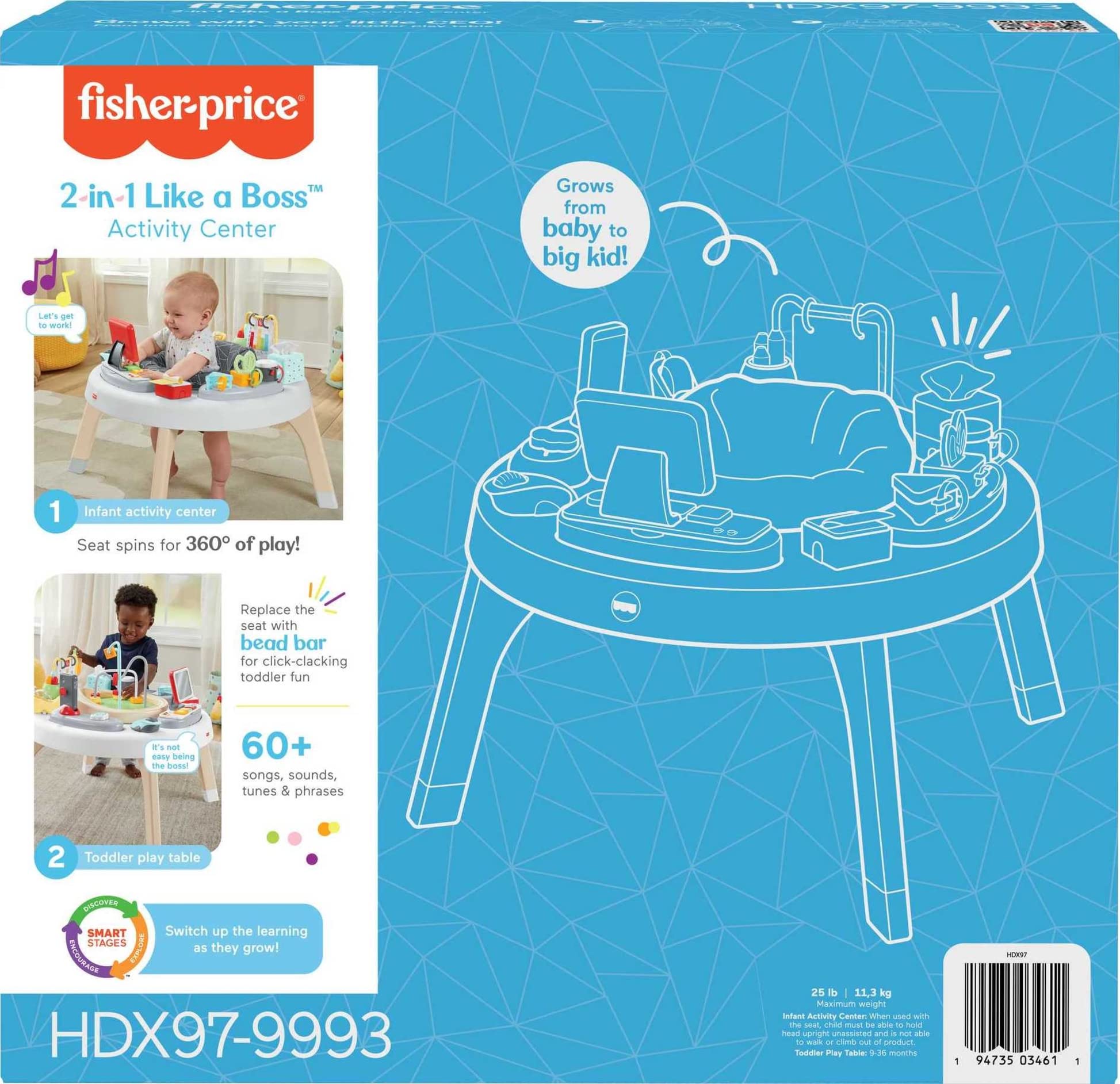 Fisher-Price HBM26-2-in-1 Homeoffice Activity Center, Unterhaltung für Babys und Spieltisch mit Musik, Lichtern und Geräuschen, Spielzeug für Kleinkinder