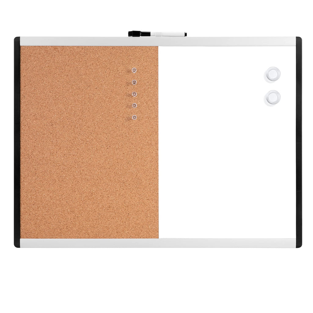 Amazon Basics Rechteckig Magnetisches Whiteboard, Doppel-Pinnwand, Kunststoff / Aluminiumrahmen, trocken abwischbar, 58 x 43 cm, Weiß, Gelb