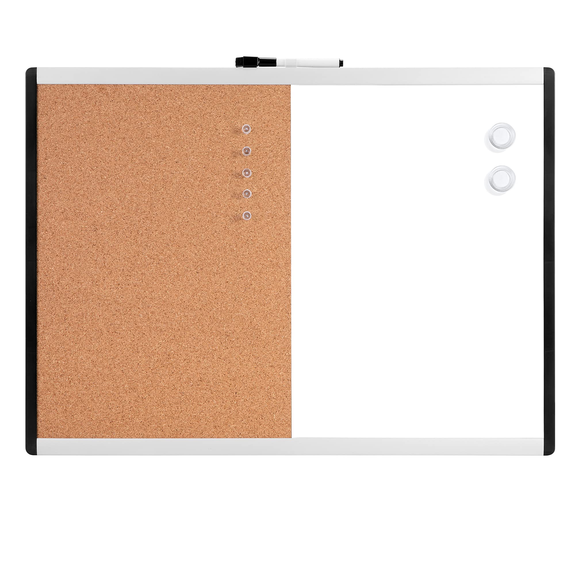 Amazon Basics Rechteckig Magnetisches Whiteboard, Doppel-Pinnwand, Kunststoff / Aluminiumrahmen, trocken abwischbar, 58 x 43 cm, Weiß, Gelb
