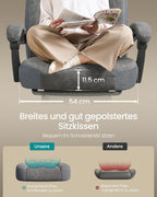 SONGMICS Gaming-Stuhl, Bürostuhl, Computerstuhl, ergonomisches Design, mit Fußstütze, verstellbares Kopfkissen, Lendenkissen, Tragkraft 150 kg, schiefergrau OBG077G01