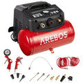 Arebos 6L Druckluftkompressor 1200W | 180 L/min Saugleistung | 8 bar Kompressor inkl. 13-tlg. Druckluft-Werkzeug-Set | Ölfrei & leise | Abschaltautomatik | Kompakt, mobil & robust | inkl. 2 m Kabel