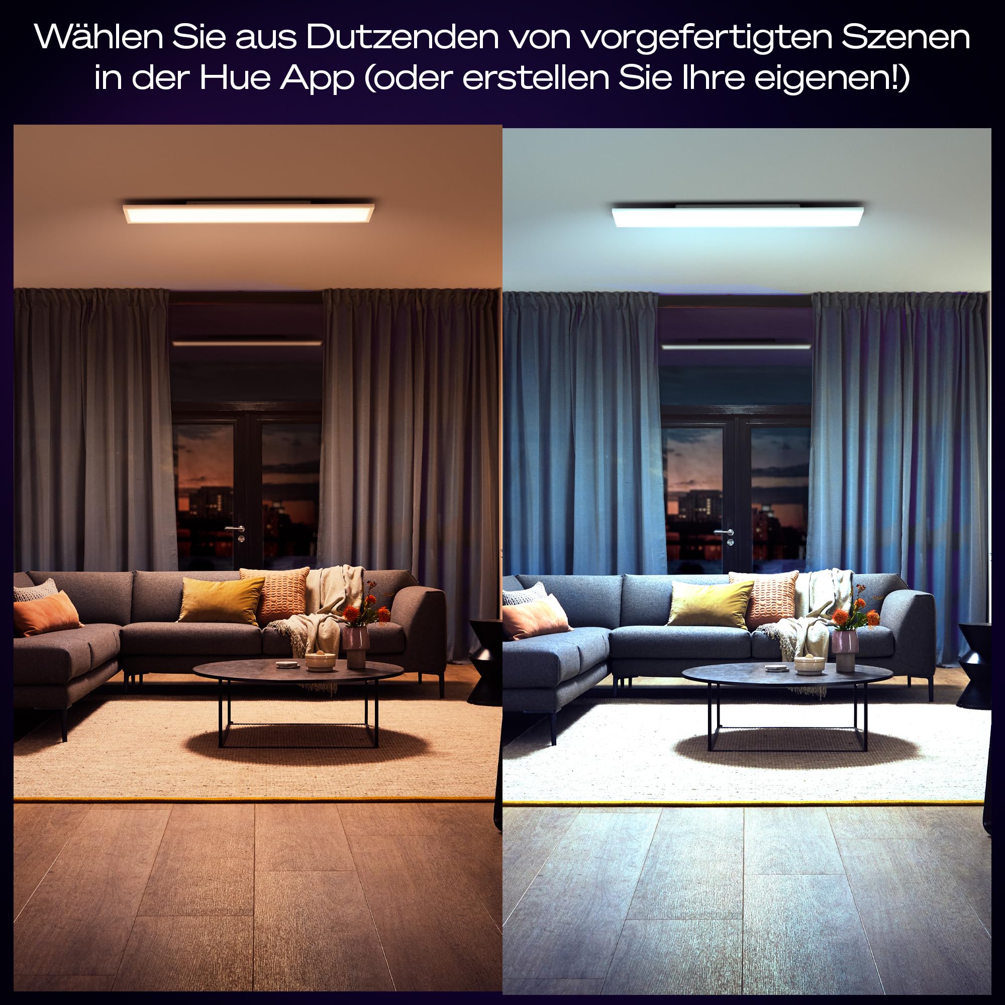 Philips Hue White Ambiance Aurelle smarte LED Panelleuchte, 120x30cm, Innenbeleuchtung, Smart Home Deckenleuchte für Schlafzimmer/Wohnzimmer, neue Generation, weiß
