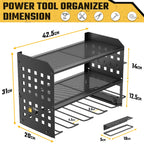 Yeabett 3 Ebenen Werkzeug Wandhalterung, Werkzeugspeicher Aufbewahrung für 4 Elektrowerkzeug, Werkzeug Wandhalterung für Garage, Werkstatt, 42.5 * 20 * 31cm (Schwarz)