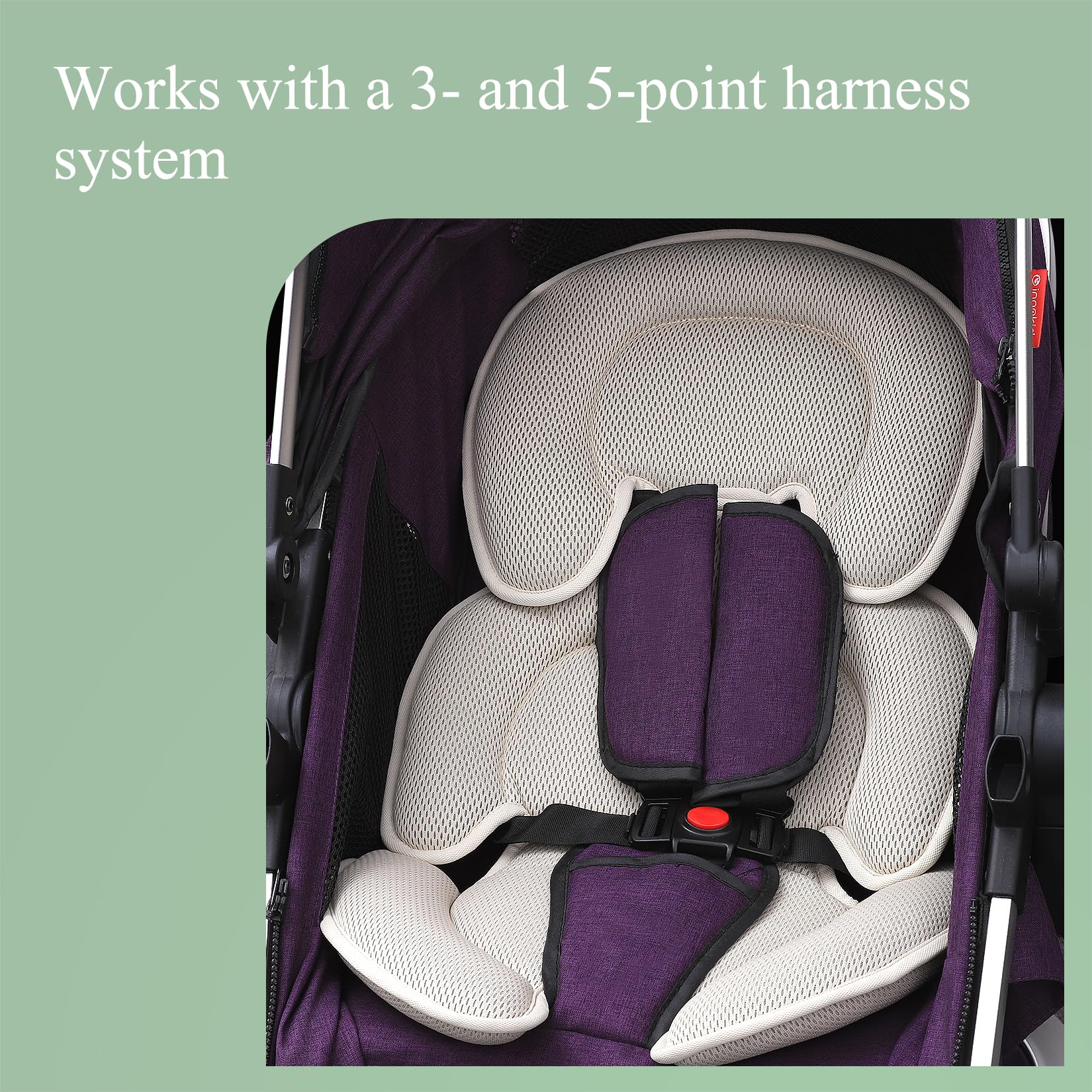 Innokids Säuglings Autositz Einsatz, Neugeborener Kopf-Stützkissen und Körper-Stützkissen für Babys Anzug für Baby-Autositze und Kinderwagen (Beige)