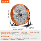 VEVOR Trommelventilator, 30 Zoll Industrie-Ladenventilator, Bodenventilator mit 3 Gänge, Trommelgebläse 13000 CFM, Standventilator 360° verstellbarer, Windmaschine für Lager, Werkstatt, Fabrik, Keller
