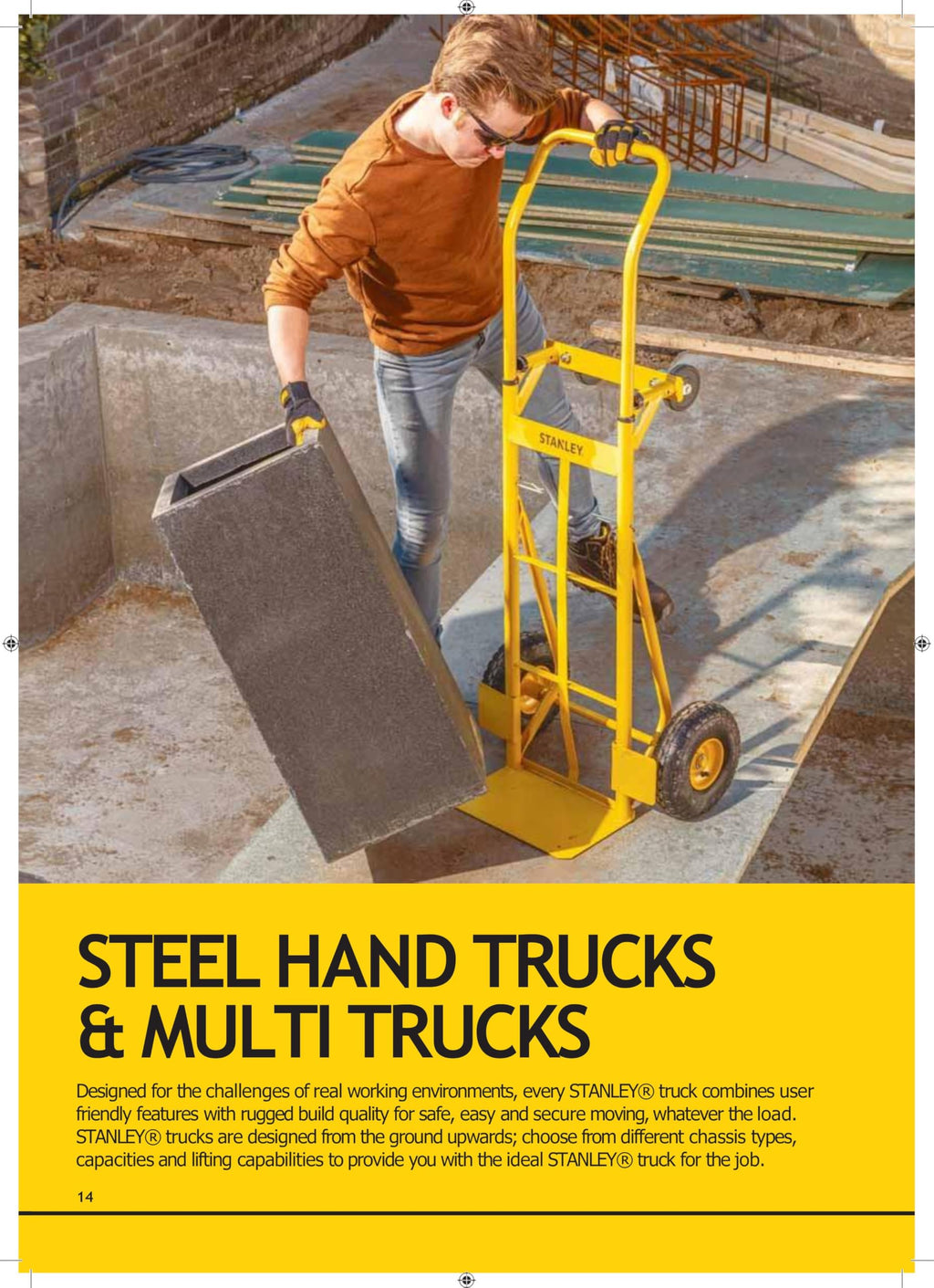 Stanley Sackkarre SXWTD-MT519-200KG Nutzlast - Sackkarre und Plattformwagen - Stahl - Geschäftlicher und Privater Gebrauch - Gelb