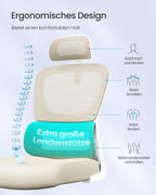 SONGMICS Bürostuhl, Schreibtischstuhl, ergonomischer Netzstuhl, mit doppellagigem Netzgewebe, atmungsaktiv, Adaptive Lendenstütze, verstellbare Kopfstütze, für Homeoffice, sandbeige OBN041L01