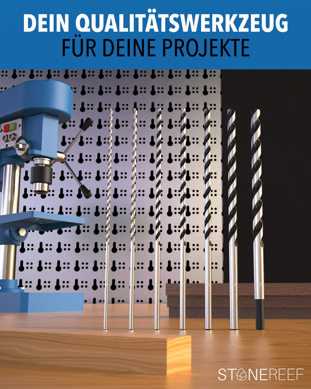 Holzbohrer Set lang Profi - [7-teilig inkl. Tasche] - Schlangenbohrer Ø 4mm, 5mm, 6mm, 7mm, 8mm, 10mm, 12mm x 230mm, lange Schalungsbohrer, Balkenbohrer, langer Holzspiralbohrer, Langbohrer