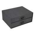 BIGSO BIRGER Schubladenbox – Aufbewahrungsbox mit 2 Schubladen – Schreibtisch Ablage für Dokumente & Bürobedarf – Ablagesystem aus recycelter Faserplatte und Papier – schwarz