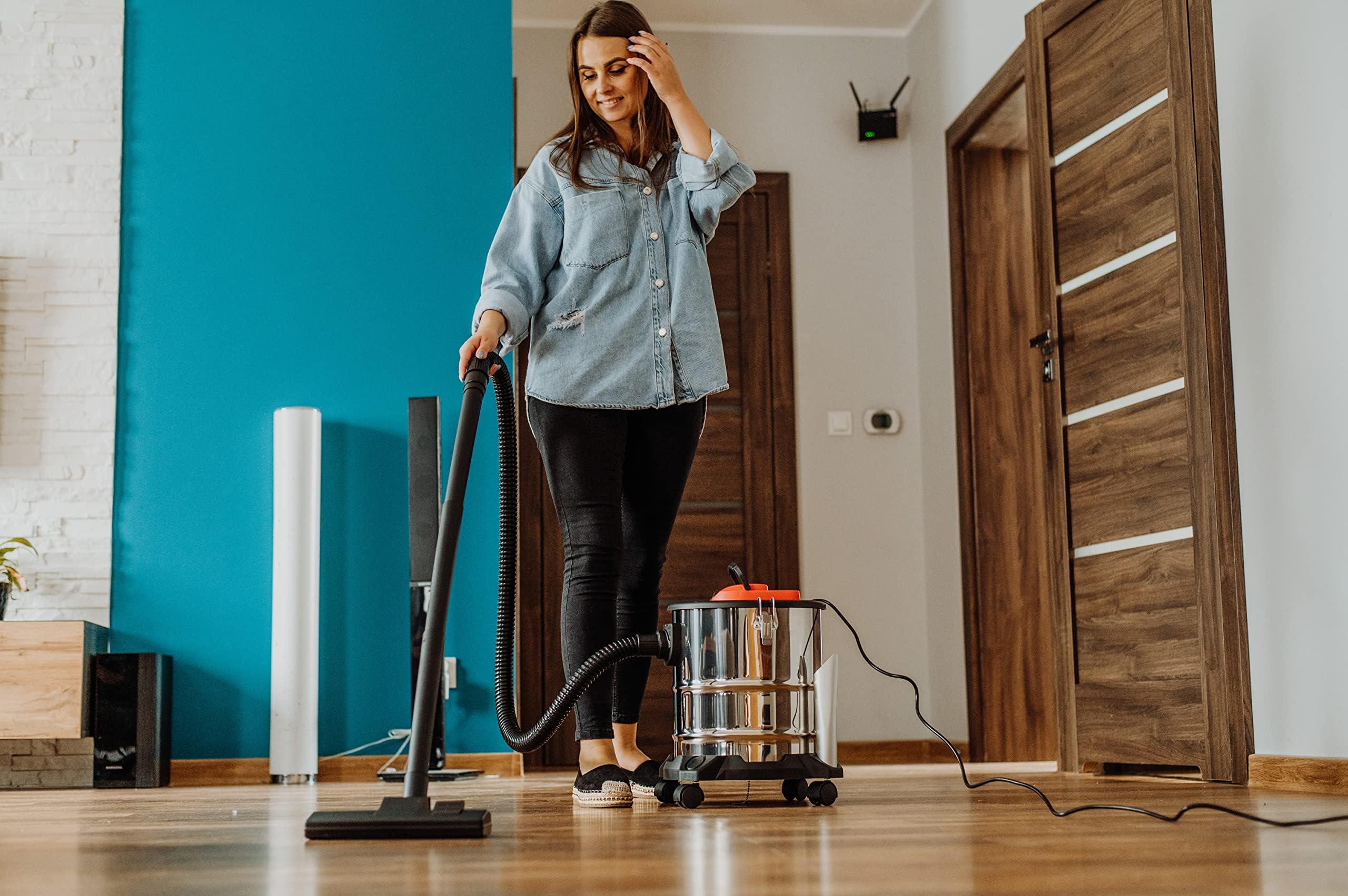 LEHMANN Haddo Industriestaubsauger 2000W | Aschesauger für Kamin mit Doppelfilteranlage | Kaminsauger Ascheschlucker | Nass Trockensauger mit 20 Liter Edelstahltank, Silber