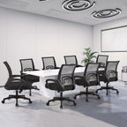 Yaheetech Bürostuhl Ergonomisch, Schreibtischstuhl mit Netzbespannung und Armlehnen, Drehstuhl aus Mesh, Chefsessel Wippfunktion, Höhenverstellbar Rückenschonend bis 136kg Belastbar, Schwarz