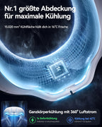RANVOO AICE LITE Plus 2025 Max Kühlleistung [Nr.1 Kühlste & Langlebigste] Nackenventilator, Nackenklimaanlage, 6.000 mAh Wiederaufladbarer Nackenkühler, Bläst Kalte Luft, Geschenk für Mama, Weiß