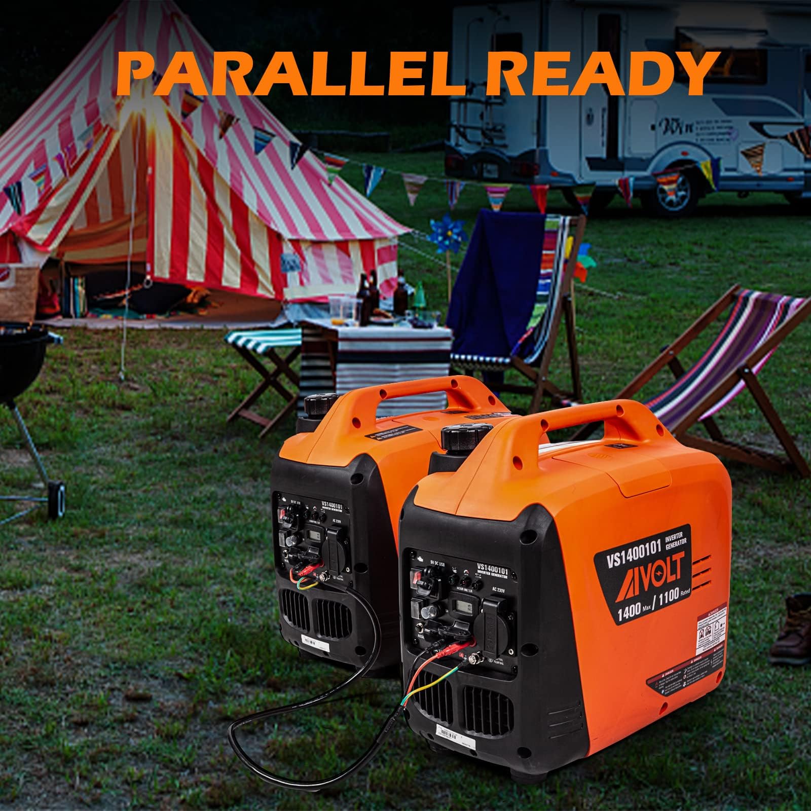 AIVOLT Inverter Stromerzeuger 1400 Watt Stromgenerator Notstromaggregat Benzin leise Stromaggregat für Campen, Festivals, und Hausgebrauch mit 2 USB, 12V DC Steckdosen und 230 V Steckdosen