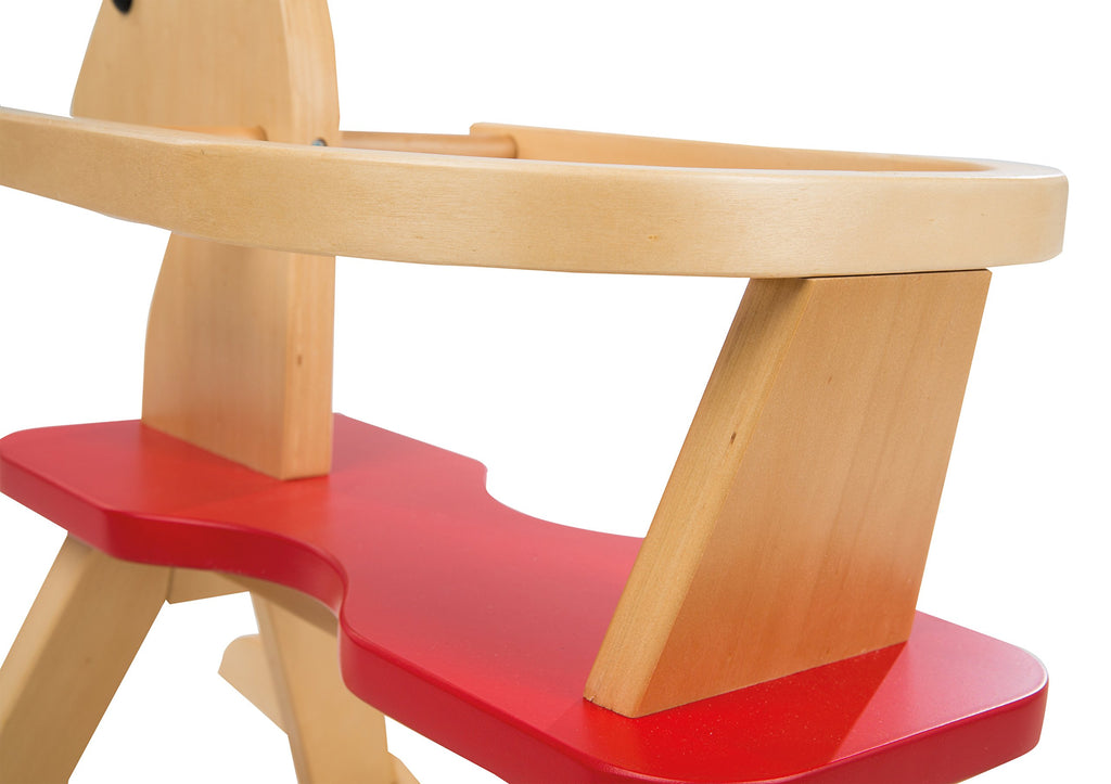 roba Schaukelpferd, Schaukeltier Massivholz natur rot, Schaukelstuhl mitwachsend für Babys und Kleinkinder durch abnehmbaren Schutzring, (1er Pack)