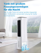 Midea Silent Air Cooler Pro 4-in-1 Mobile Klimaanlage Leiser:Luftkühler,Turmgebläse,Luftbefeuchter und Luftreiniger,mit Fernbedienung,5L Wassertank,355m³/h Luftdurchsatz,55W,LED-Display,Timer,Weiß