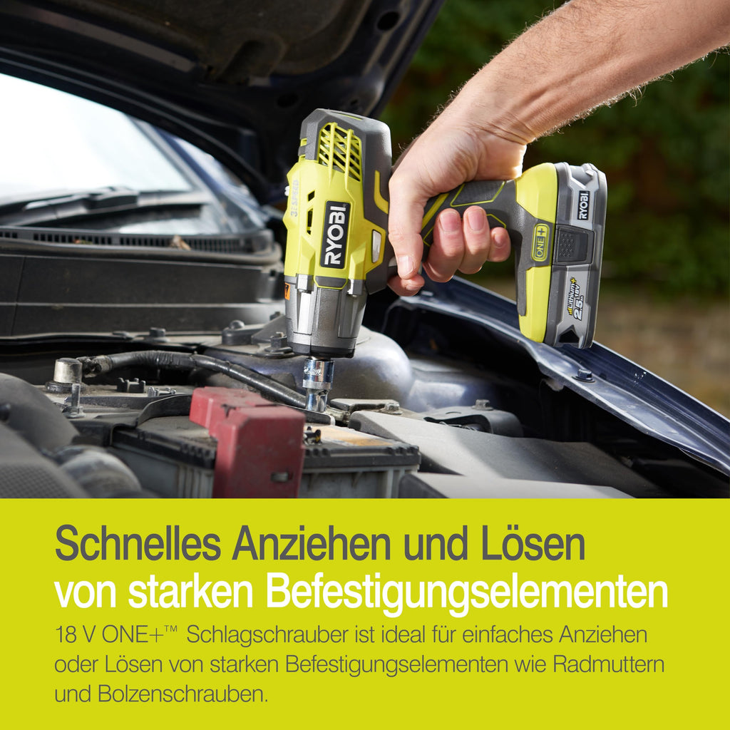 RYOBI 18 V ONE+ Akku-Schlagschrauber R18IW3-0 (max. Drehmoment 400 Nm, 1/2 Zoll Vierkant-Aufnahme, 3 Schaltstufen, Schlagzahl 0-3.200 min-1, LED-Beleuchtung, ohne Akku & Ladegerät im Karton)