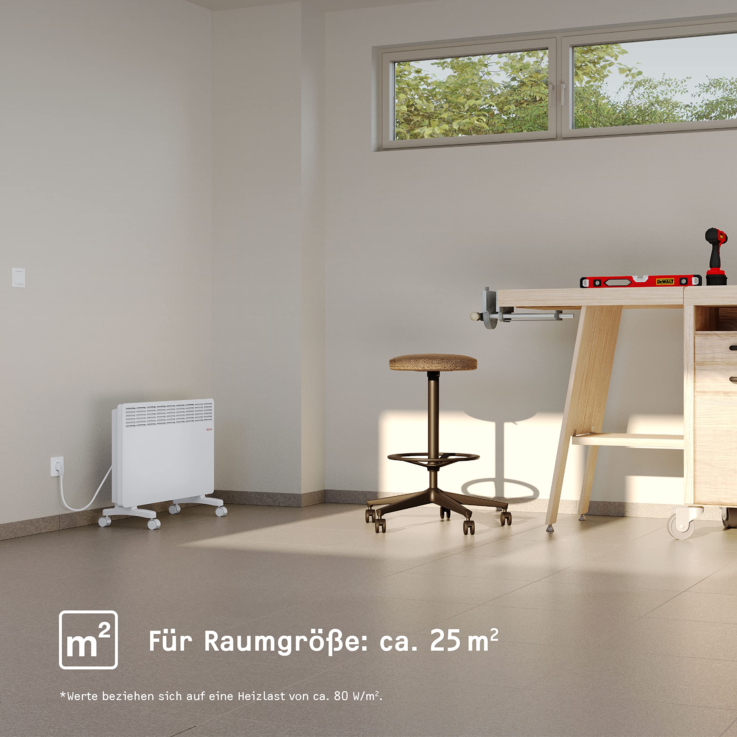 STIEBEL ELTRON Elektroheizung Standgerät für ca. 25 m², TÜV geprüft, Konvektor-Heizung mit einfacher Regelung, 2 kW, energiesparend, Rollen, 204450