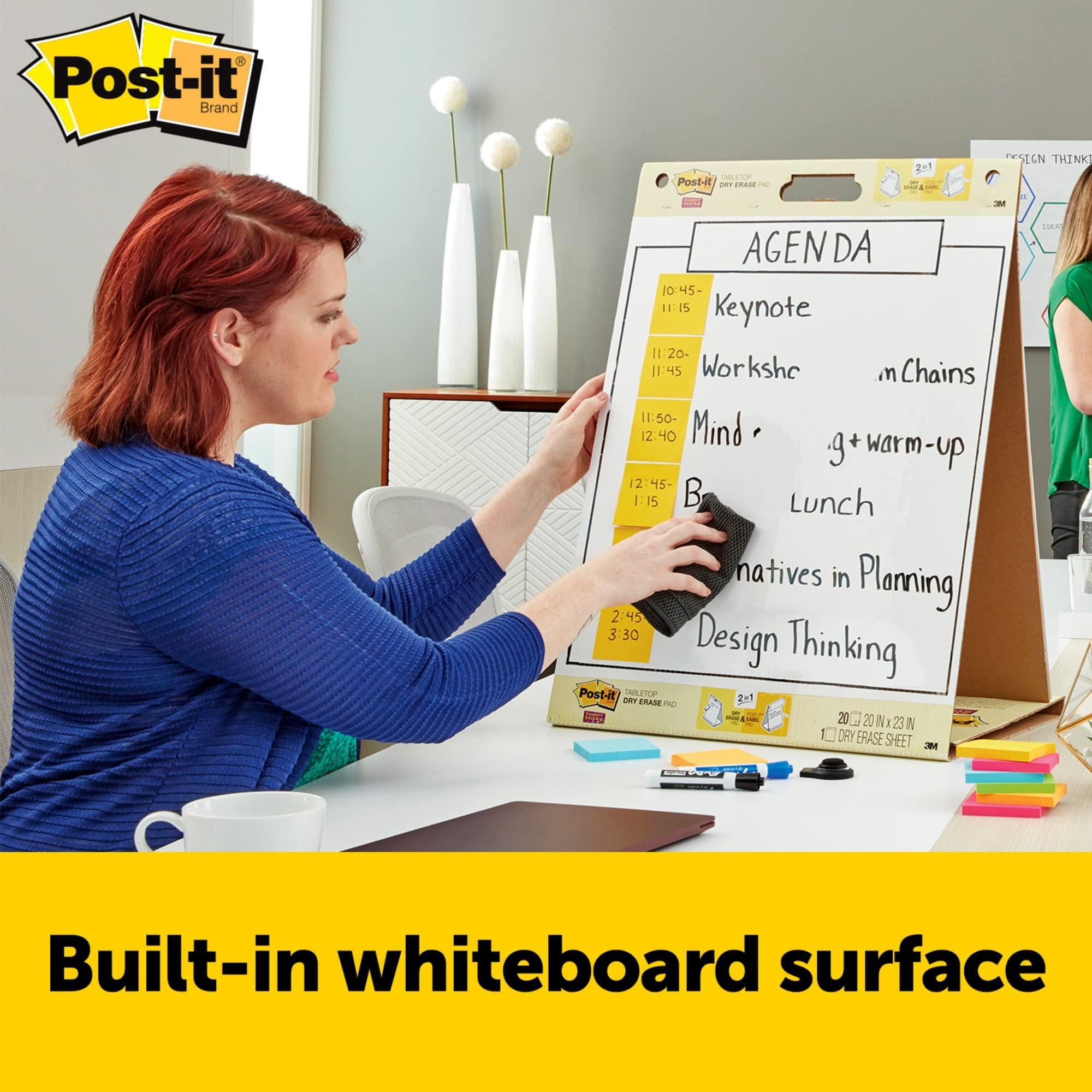 Post-it Super Sticky Meeting Charts, Packung mit 1 Block, mit 20 Blättern, 584 mm x 508 mm, Farbe: Weiß - Selbstklebendes Flipchartpapier für Brainstormings überall