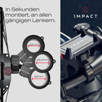 Impact® Pro Mount 360° - Handyhalterung Fahrrad [Smartphone KOMPATIBEL 4-7 Zoll] - Handyhalter Fahrrad - Handyhalterung für Fahrrad Lenker mit Kugelgelenk & Sicherheitsgummi - iPhone 14 15 Pro Max