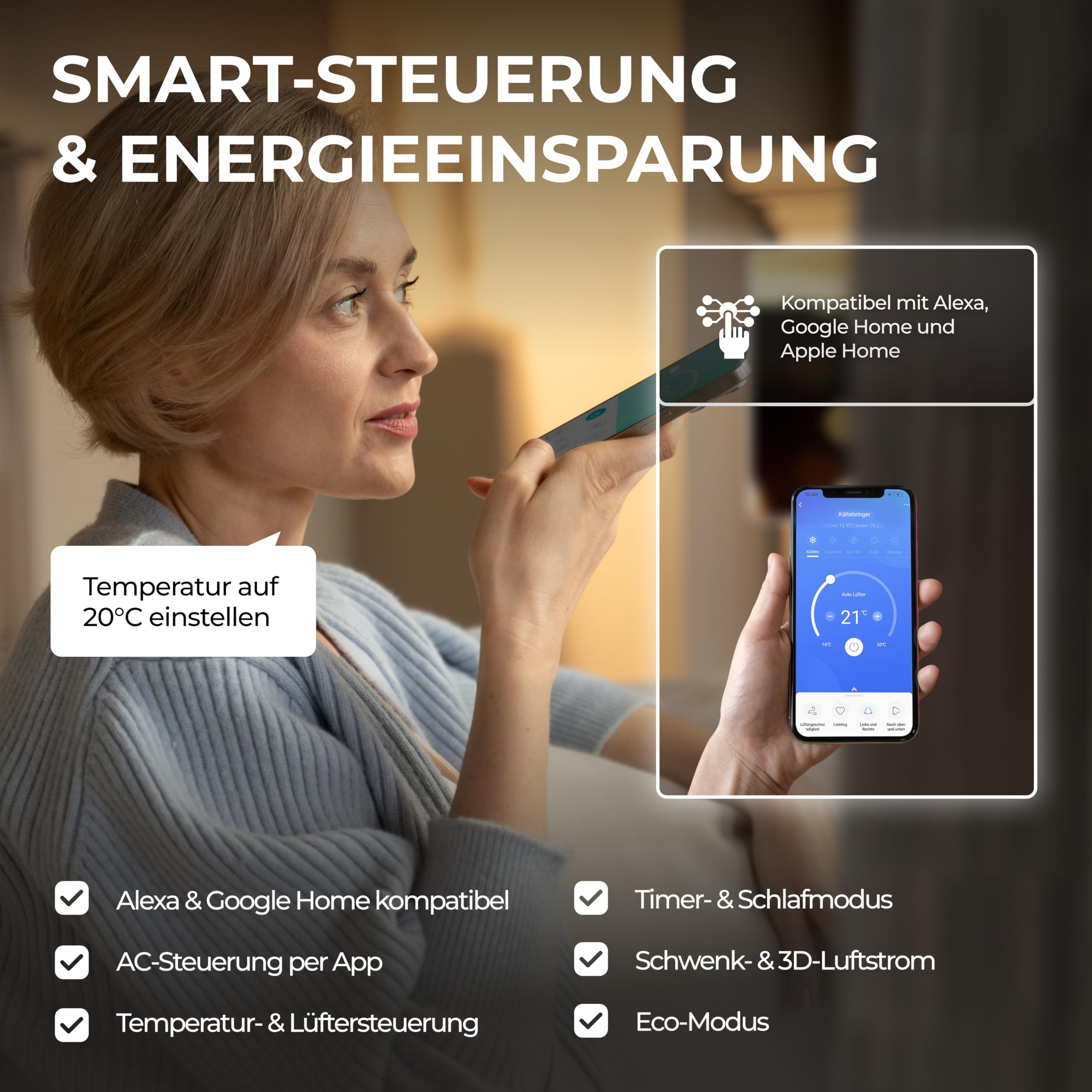 Kältebringer Split Klimaanlage Quick Connect - 18000 BTU (5,3 kW) - Klimagerät mit Heizfunktion, WiFi & App, bis 91qm, sehr leise - 5m Kupferleitung, Kältemittel R32, Montagematerial, Wandhalterung