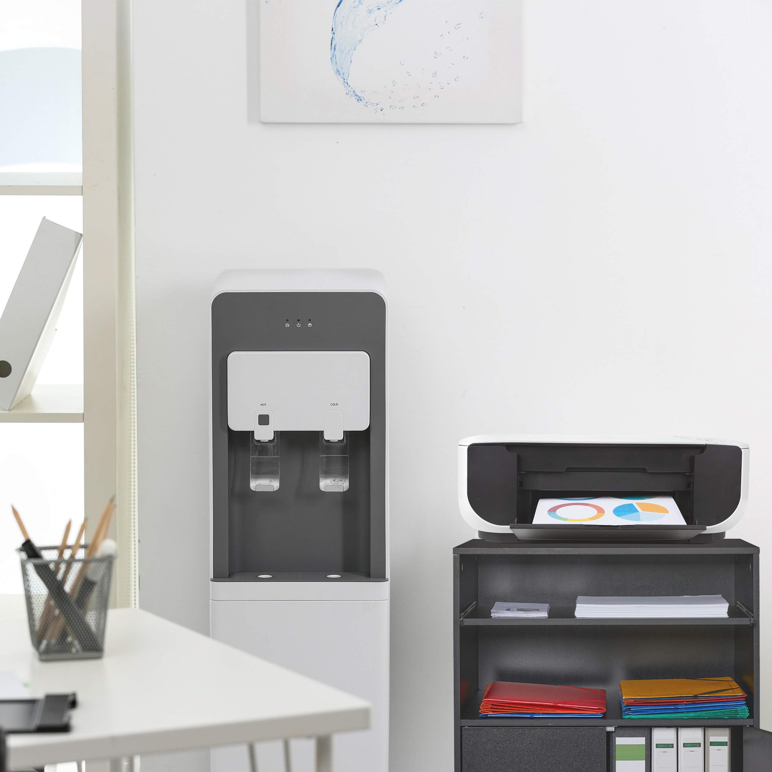Relaxdays Rollcontainer Büro, mit 2 Fächern & Tastaturauszug, Druckertisch mit Rollen, HxBxT: 74 x 60 x 48 cm, schwarz