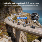 XGP X10 Motorrad Bluetooth Headset, 3000m Helm Kommunikationssystem für 1 bis zu 10 Personen, Intercom Motorrad mit Audio-Multitasking/Musik Sharing/ IP67 Wasserdicht, Unterstützung GPS/Navigation