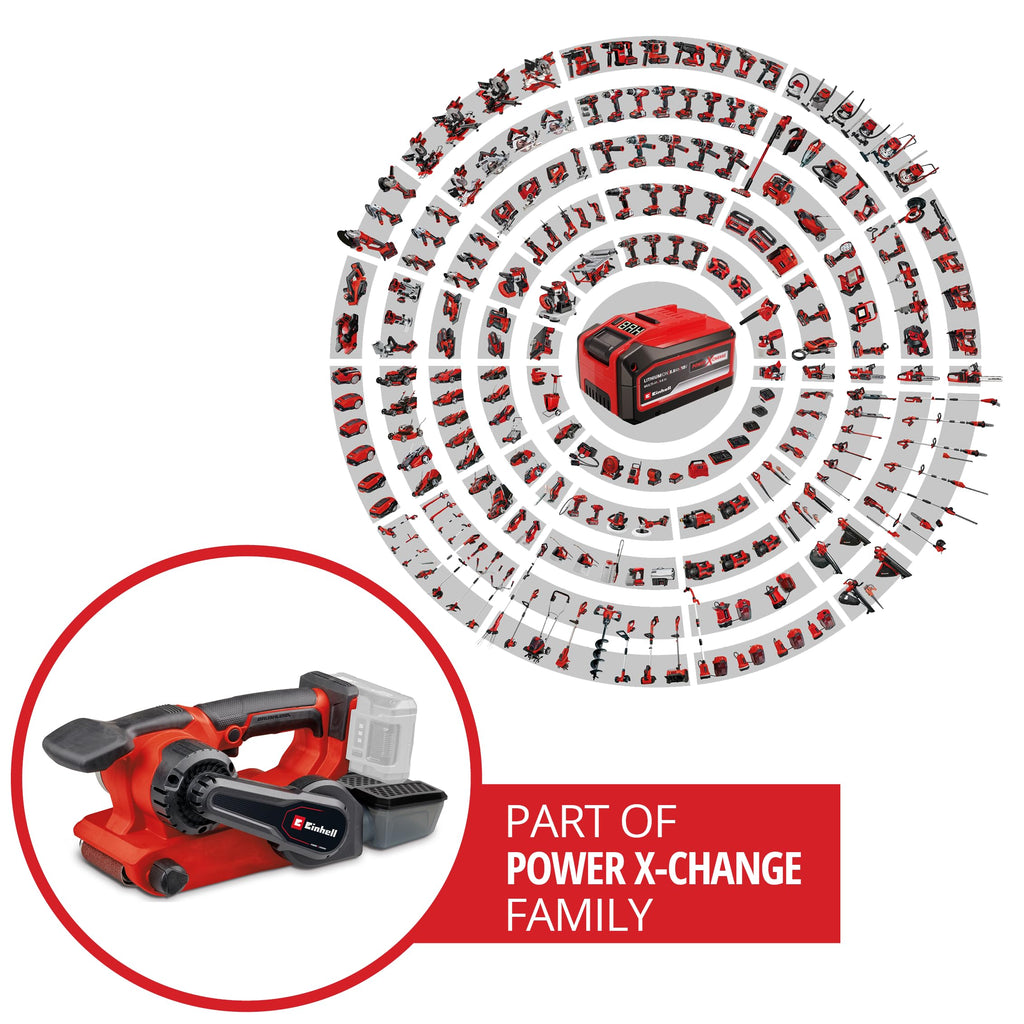 Einhell Professional Akku-Bandschleifer TP-BS 18/457 Li BL-Solo Power X-Change (18 V, Brushless-Motor, inkl. 3x P80 Schleifband 457x75 mm, ohne Akku & Ladegerät)