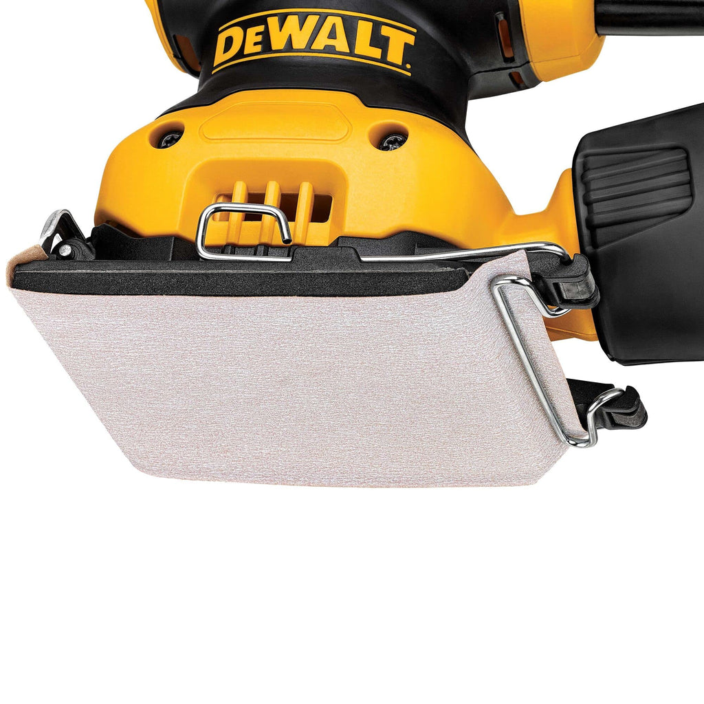 DEWALT Vibratiosnschleifer/Schwingschleifer (230 Watt, Schwingkreis-ø 1.6 mm, Schleifplatte 108 x 115 mm, Klettfix, AirLock kompatibel, inkl. Staubfangsack & Absaugadapter) DWE6411-QS
