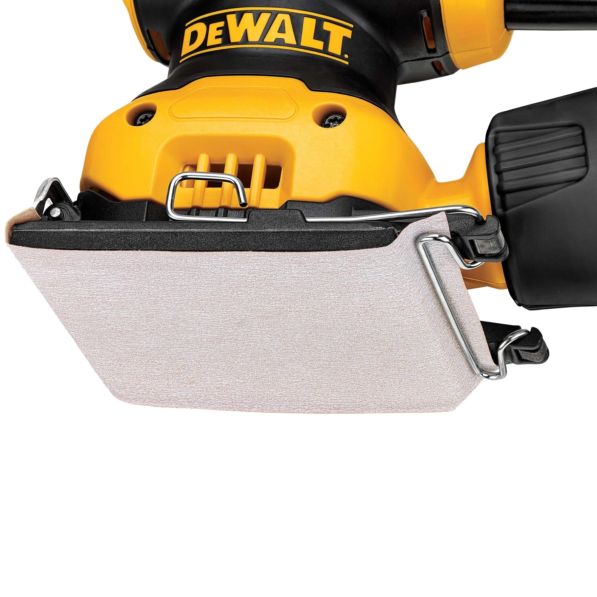 DEWALT Vibratiosnschleifer/Schwingschleifer (230 Watt, Schwingkreis-ø 1.6 mm, Schleifplatte 108 x 115 mm, Klettfix, AirLock kompatibel, inkl. Staubfangsack & Absaugadapter) DWE6411-QS