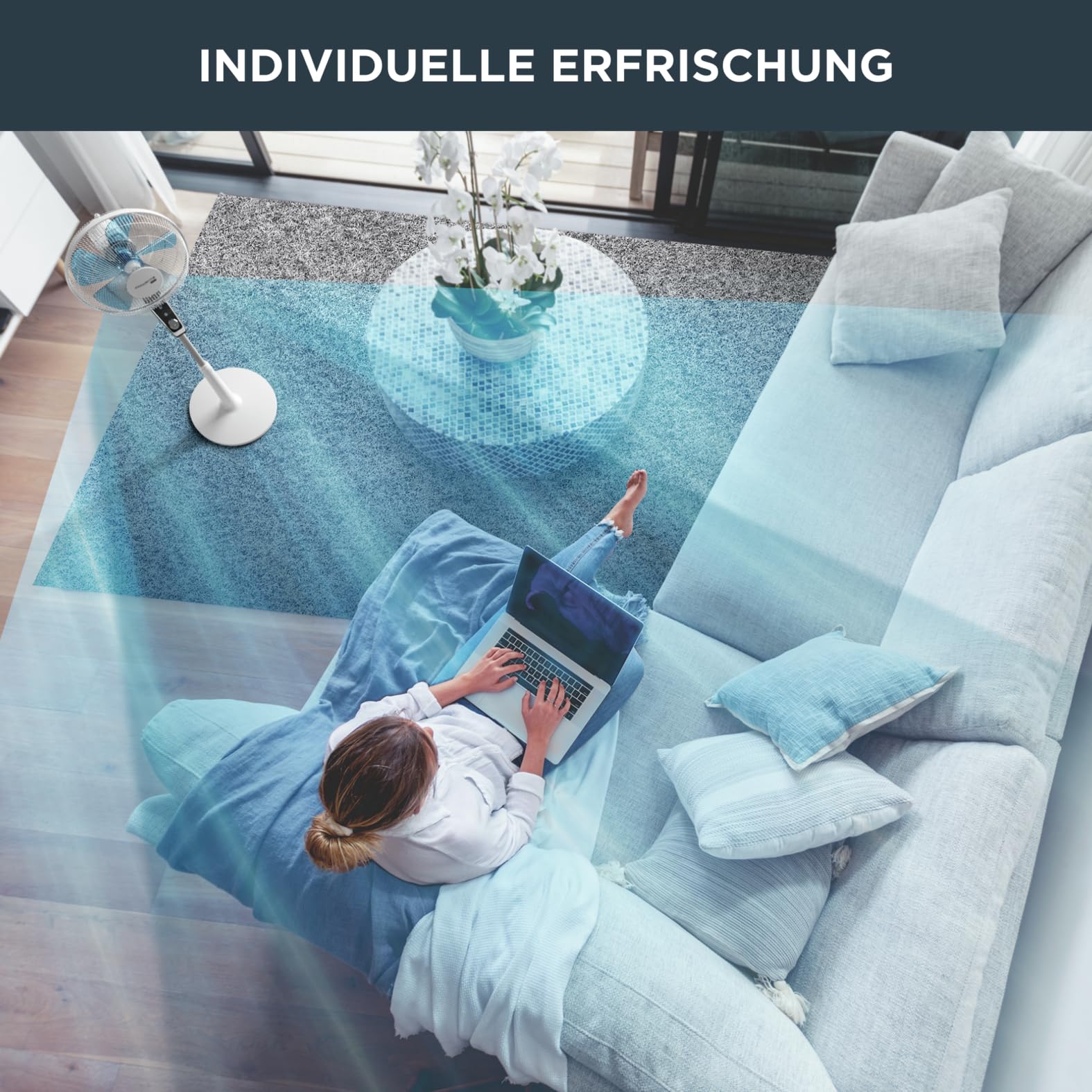 Rowenta Standventilator Turbo Silence Extreme, 4 Geschwindigkeitsstufen, Nachtmodus, Turbostufe, automatische Oszillation, bis zu 80 m³/Min. Luftzirkulation, Ventilator leise, weiß/schwarz, VU5640