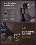 SONGMICS HOME Gaming-Stuhl, ergonomischer Computerstuhl mit Fußstütze, Bürostuhl, Drehstuhl mit Kopfkissen, Baumwoll-Leinen-Mischgewebe, höhenverstellbar, Taubengrau OBG072G01