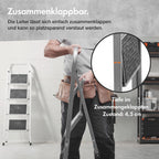 VonHaus Trittleiter 2 Stufen Klappbar - Treppenleiter mit Anti-Rutsch-Füßen, Einfache Aufbewahrung, Belastbar bis 150kg - Hochwertige, Robuste Stahl Stahlleiter für Heimwerker- und Gartenprojekte
